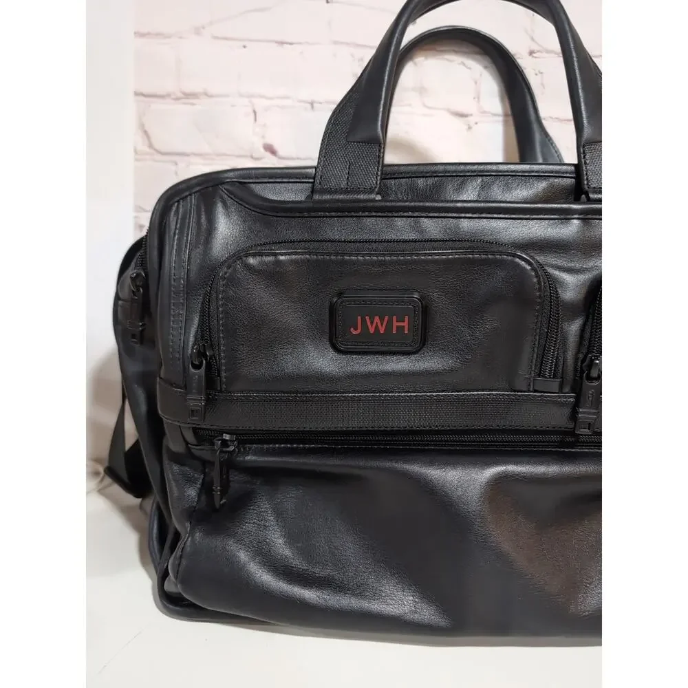 TUMI ALPHA 2 Expandable Laptop Briefcase Black Leather Model 96141 D2 READ